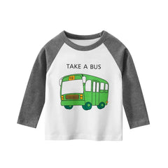 2024 Boys Clothes Cartoon  Excavator T-shirt for Boy Autumn New