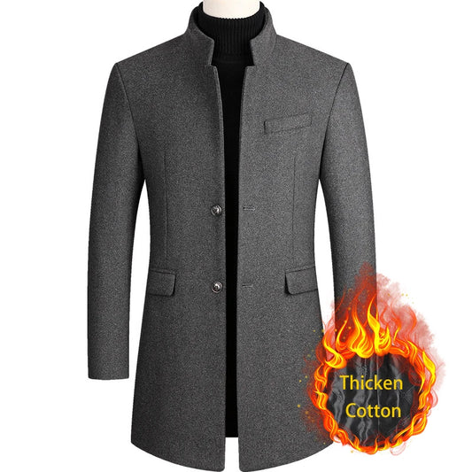 BROWON Brand Business Casual Trench Coat Men Chinese Style Solid Color