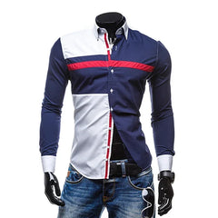 Men Long Sleeve Shirt 2024 Spring Striped Shirts Slim Fit Male Casual