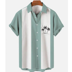 Simple Stripe Men's Hawaiian Shirt Casual Short Sleeve Shirt Men