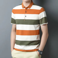 Men's Polo T Shirt Business Casual Simple Stripes Print Summer