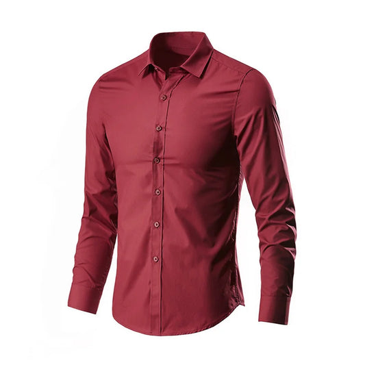 Men's Formal Shirt Long Sleeve Non-Iron Business Slim Fit Korean Work