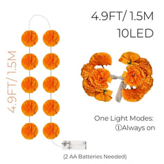 2-10Pack Marigold Garland Lighted Artificial Marigold Flowers String