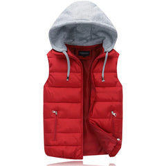 Men's Padded Vest Autumn Winter Hooded Jackets Outerwear Thick Warm