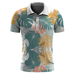 Hawaiian Plants Polo Shirt For Men Summer 3D Print Leaves Flower Short