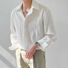 Black Apricot White Long-sleeved Shirt Men Fashion Social Mens Dress