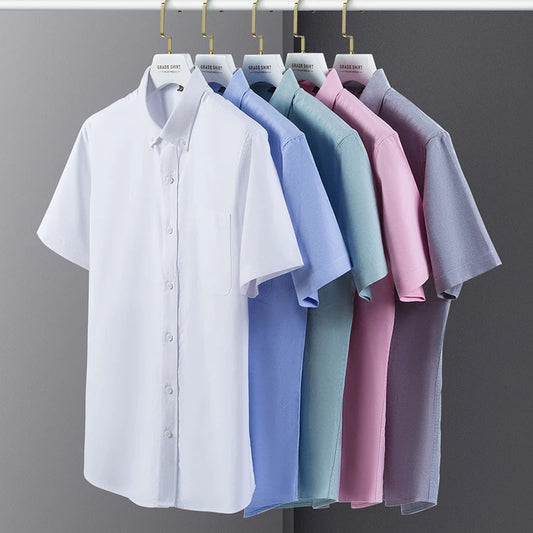 Summer High Quality 100% Cotton  Men Shirts Short Sleeve Dress Shirts