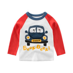 2024 Boys Clothes Cartoon  Excavator T-shirt for Boy Autumn New