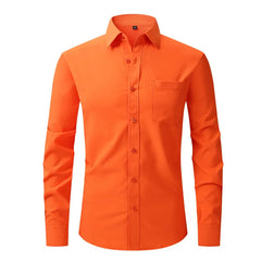 Men's Red Dress Shirts 2023 Spring New Regular Fit Long Sleeve Shirt