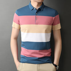 Men's Polo T Shirt Business Casual Simple Stripes Print Summer