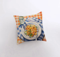 Scallops Picnic | Gouache Painting | Food Pillow | Seafood | Abstract