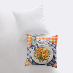 Scallops Picnic | Gouache Painting | Food Pillow | Seafood | Abstract