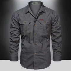 Spring Cargo Shirts for Men Long Sleeve Casual 100% Cotton High