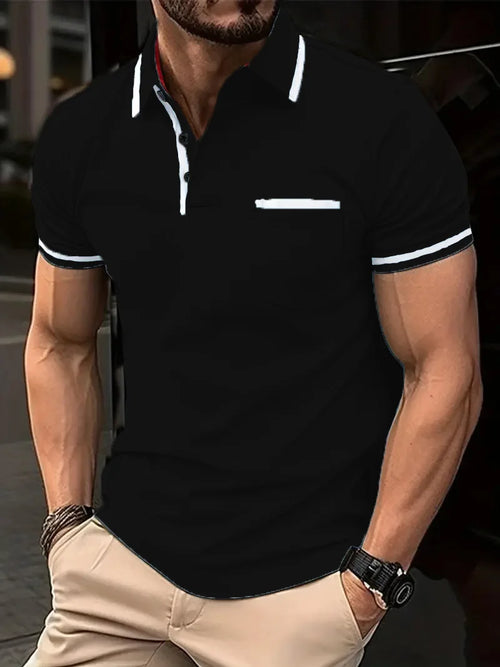 Men's POLO shirt Spring and summer trend patchwork fashion top casual