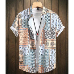 Hawaiian Men'S Shirt 3d Cashew Flower Print Short Sleeve Shirts Summer