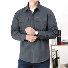 Military Tactical Men's Long Sleeve Shirt Cotton Casual Slim Fit Top