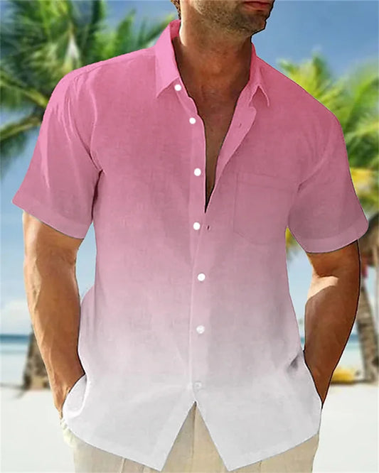 2023 Summer Shirt Men's Hawaiian Men's Short-sleeved Shirt Two-color