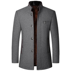 Men Woollen Trench Coats Cashmere Blazers Jackets Stand-up Collar