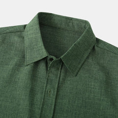 Green Cotton Linen Shirt Men 2023 Summer Brand Short Sleeve Casual