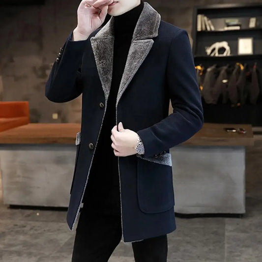 Popular Men Windbreaker Autumn Winter Male Trench Coat Medium Length