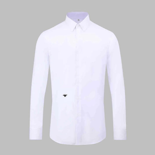 Little bee embroidery men's shirt solid color long-sleeved classic