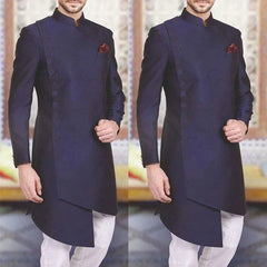 Men's Long Suits Latest Irregular Design 2 Pieces Indian Style Groom