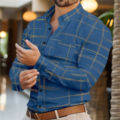 2024 Men's Shirt Long Sleeve Fashion Lapel Single Breasted Cardigan