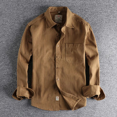 Coarse twill cotton wash-and-wear long-sleeved shirt man-n simple