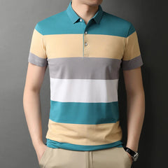 Men's Polo T Shirt Business Casual Simple Stripes Print Summer