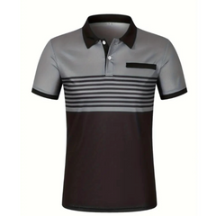 Mens Casual Stripe Short Sleeve Polo Shirt