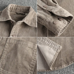 Cotton corduroy wash long sleeve shirt men's American khaki trend