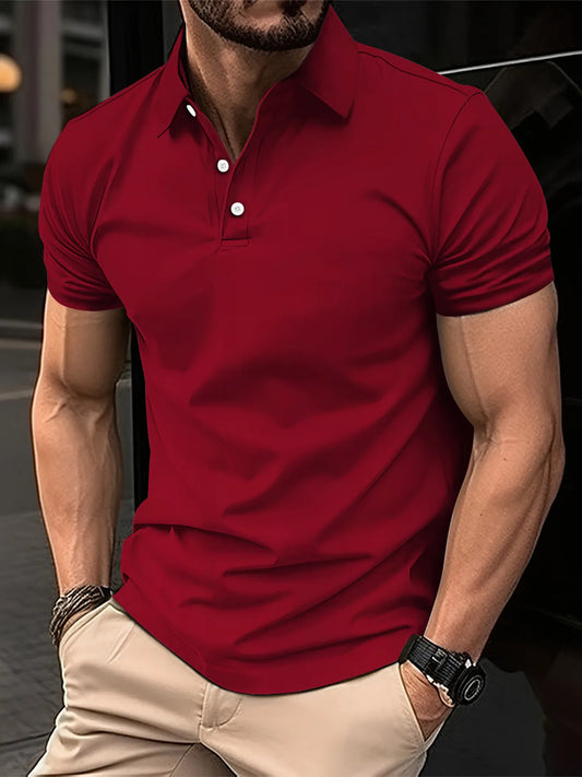 Best Selling Men Short Sleeve Polo Shirt Turn Down Collar Button Pure