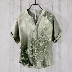 2024 New Hawaiian Short Sleeve Shirt 3D Printed Bamboo Linen Casual