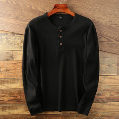 New Fashion Mens Henley Shirts Long Sleeve Half Button Up Thermal