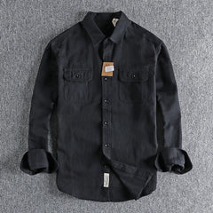 Spring and Autumn Men's Retro Long-sleeved Shirt New Twill Cotton