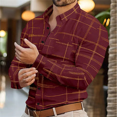 2024 Men's Shirt Long Sleeve Fashion Lapel Single Breasted Cardigan