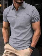 Best Selling Men Short Sleeve Polo Shirt Turn Down Collar Button Pure