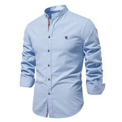 New 100% Cotton Linen Shirt Men Solid Color Embroidery Brand Shirts