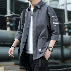 Japanese Style Casual Jacket Men Short-sleeved Shirt Men's Japanese