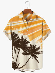 Men's short sleeved shirt new summer Hawaiian style lapel button up