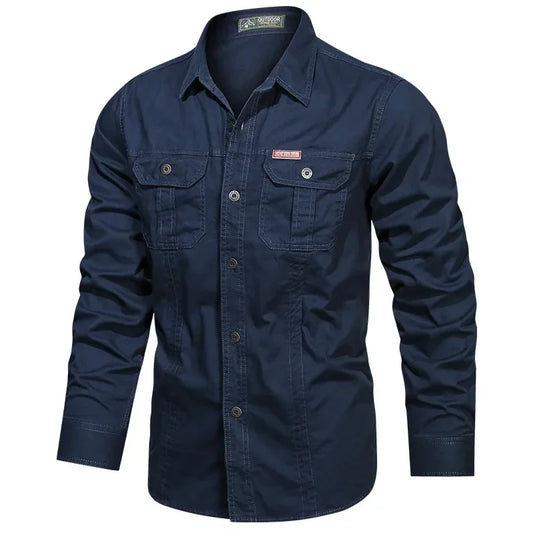 Men Military Outdoor Shirts Male Cotton Multi-pocket Tooling Casual