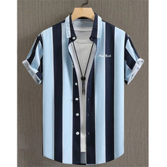 Hawaiian Shirt For Men 3d Stripe Printed Short Sleeved Tops Summer