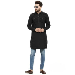 Handcrafted Black Cotton Traditional Kurta Ethnic Wear Tunic Summer