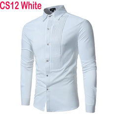 Brand Men Shirt 2022 Fashion Slim Fit Long Sleeve White Dress Shirt