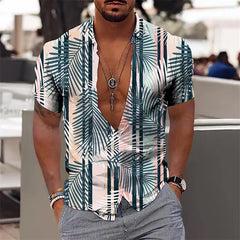 2024 Summer Hawaiian Men's Shirt Vacation Daily Slim-fit Top Gym