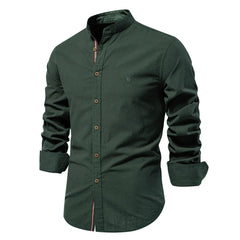 New 100% Cotton Linen Shirt Men Solid Color Embroidery Brand Shirts