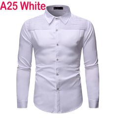 Brand Men Shirt 2022 Fashion Slim Fit Long Sleeve White Dress Shirt