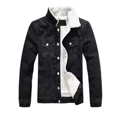 Winter Men Thick Jackets and Coats Warm Fleece Denim Jacket Fashion