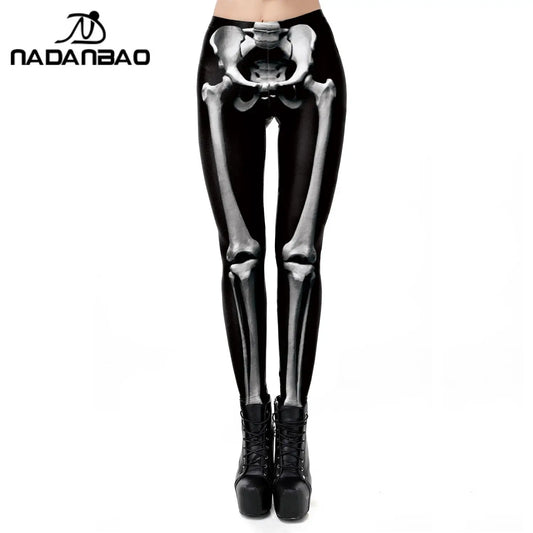 NADANBAO Skull Leggings Woman Halloween Party Trousers Festival