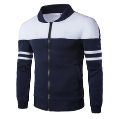 Casual Men's Autumn Winter Zipper Jackets Sportswear Patchwork Long